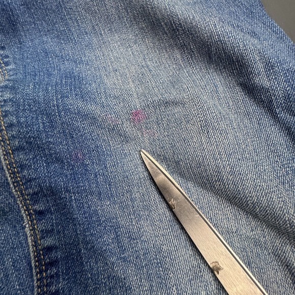 Gap 1969 Real Straight Jeans Women's 28 Blue Mid Rise Stretch Distressed Faded - Picture 15 of 16